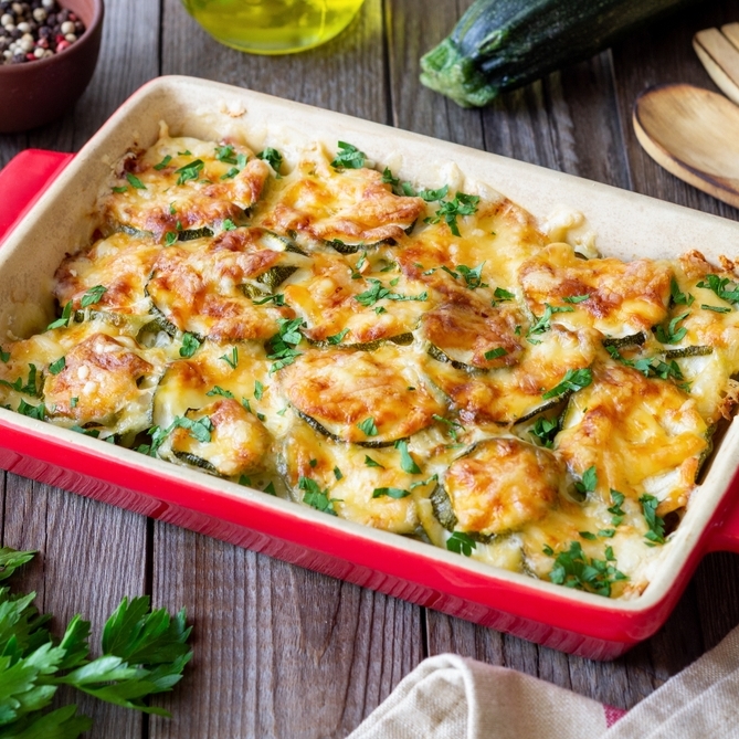 Zucchini-Gratin mit Ziegenkäse​ bei ducamp gutes essen
